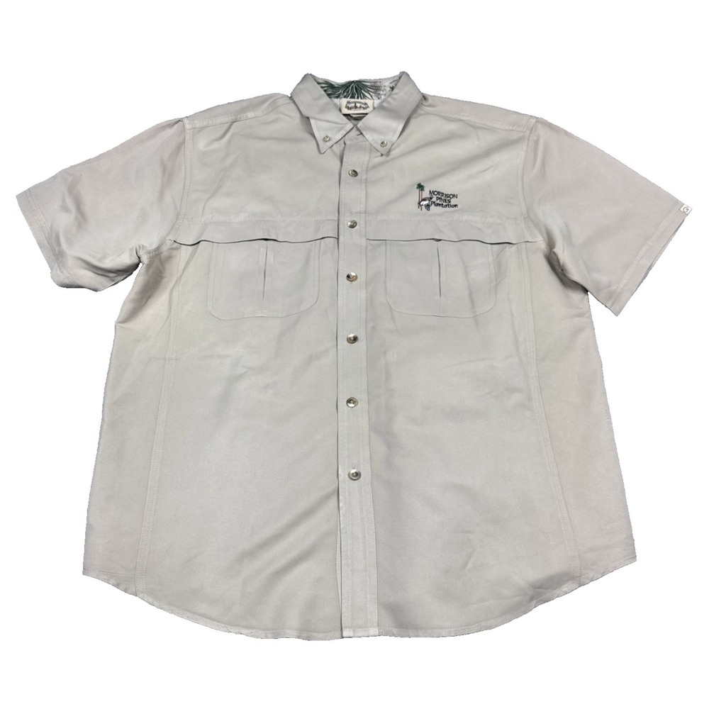 GameGuard Shirt Mens Large Beige Hunting Fishing Vented  Outdoor Logo